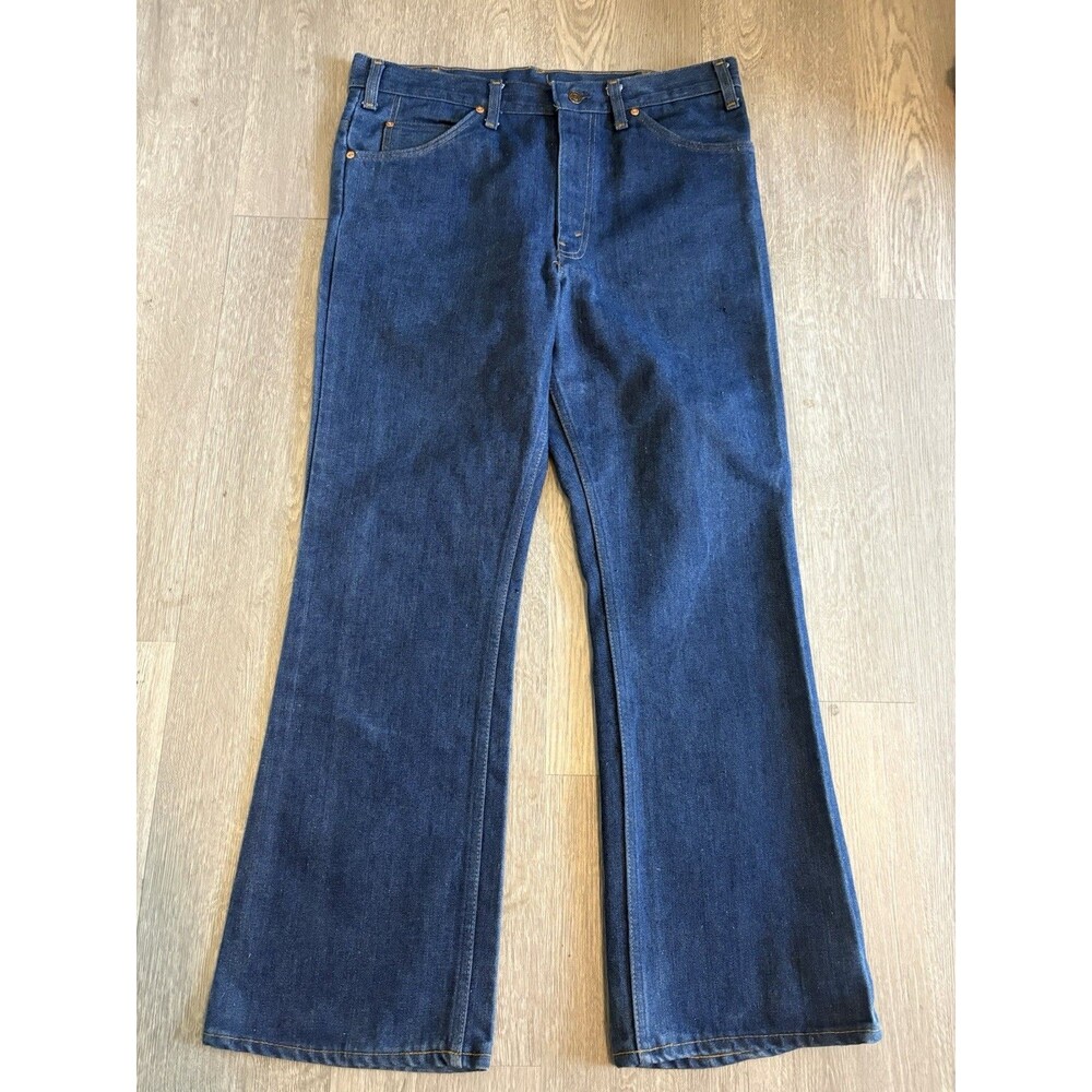 Vintage 1980s Plain Pockets JCPenney Jeans Flared Bootcut Raw Denim 36x30